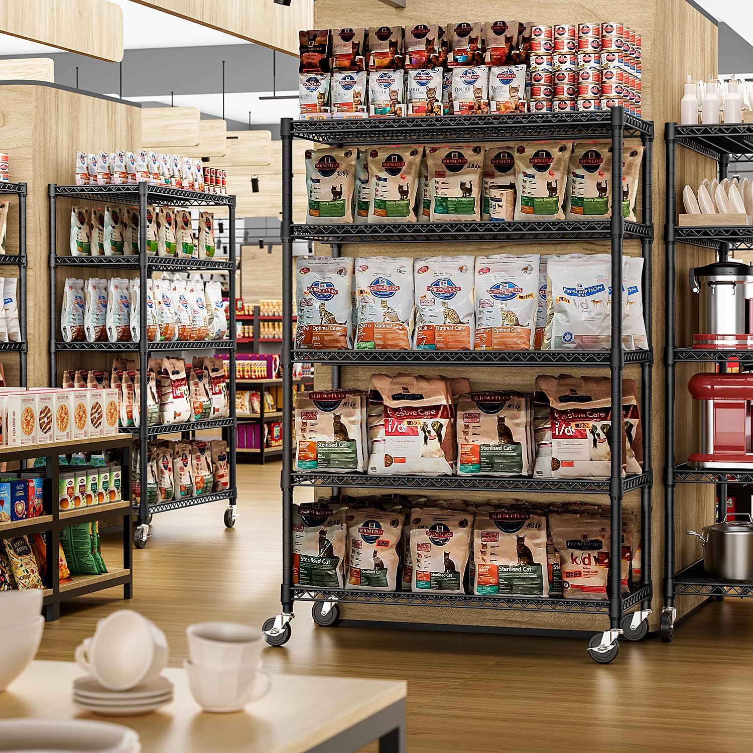 IZEUK Garage Shelving Wide Storage Shelves 5 Tier Metal Shelves 4000 LBS Heavy Duty Adjustable Utility Shelf Rack Black 23.6" D x 53.1" W x 73.6" H