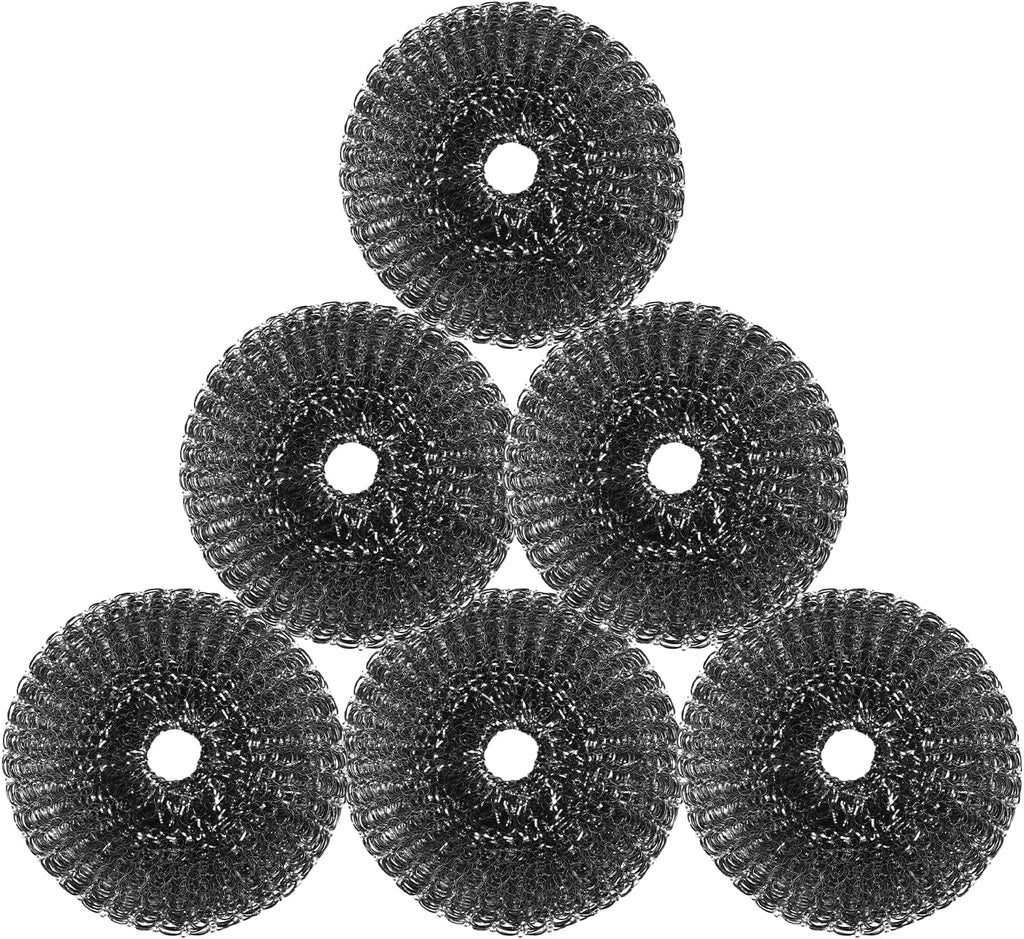 6 Pcs Steel Wool Scrubber, Stainless Steel Scrubber for Cleaning Kitchen and Household Stubborn Messes from Stoves Pans Pots Grill Sink, Replacement Wire Brush Set ( Only Replacement Pad)