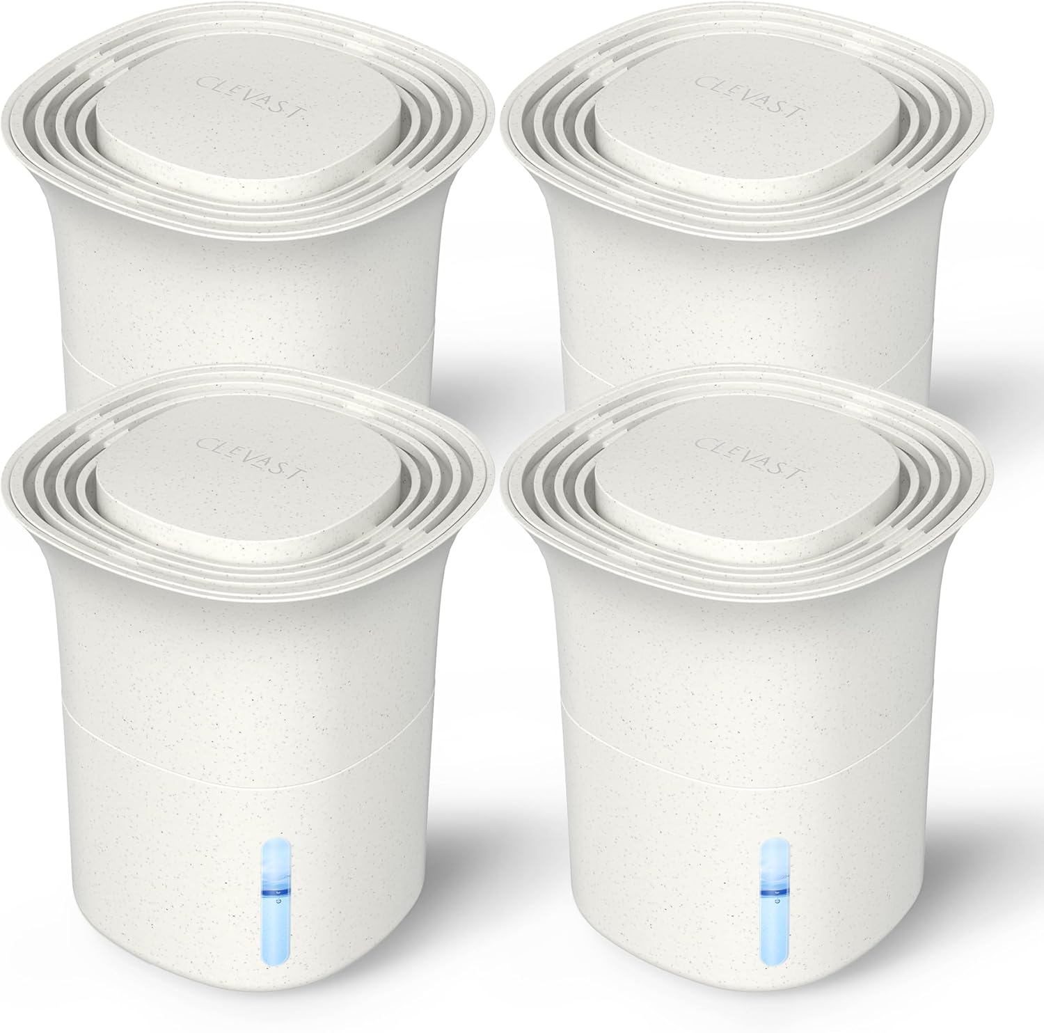 CLEVAST Refillable Moisture Absorber Bucket, 12.5 oz, 4 Pack, Refills Cups Humidity Absorbers for Closet, Reusable Dehumidifier Box Removes Moisture, Damp and Humidity for Wardrobes, Bathrooms