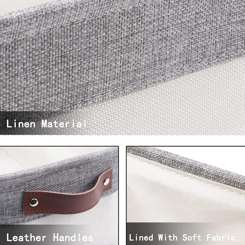 HNZIGE Small Storage Baskets for Organizing(6 Pack) Fabric Storage Baskets for Shelves, Baby Gift Baskets for Empty Closets, Laundry, Nursery, (Gray&White, 11.8" x 7.8" x 5.1")