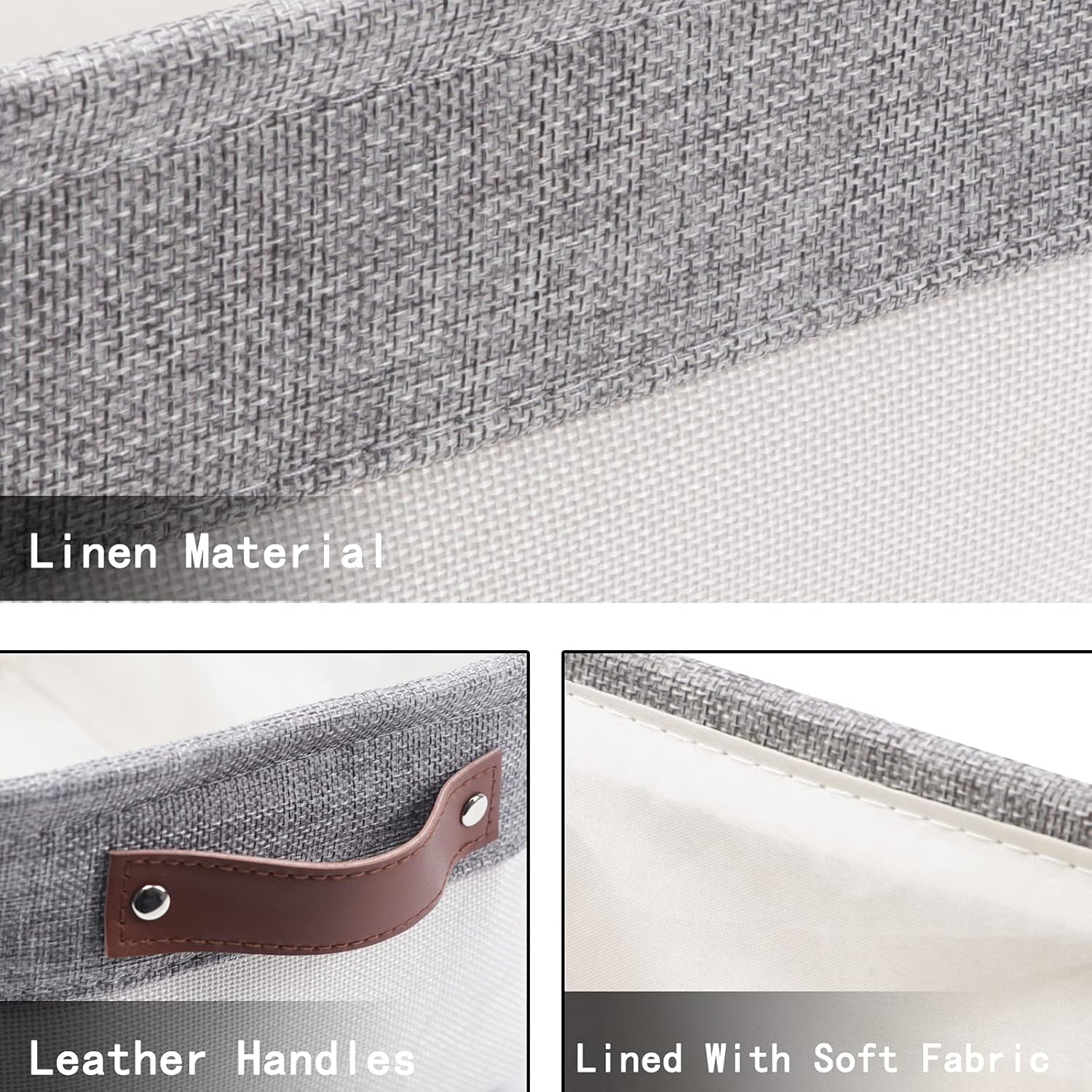 HNZIGE Small Storage Baskets for Organizing(6 Pack) Fabric Storage Baskets for Shelves, Baby Gift Baskets for Empty Closets, Laundry, Nursery, (Gray&White, 11.8" x 7.8" x 5.1")