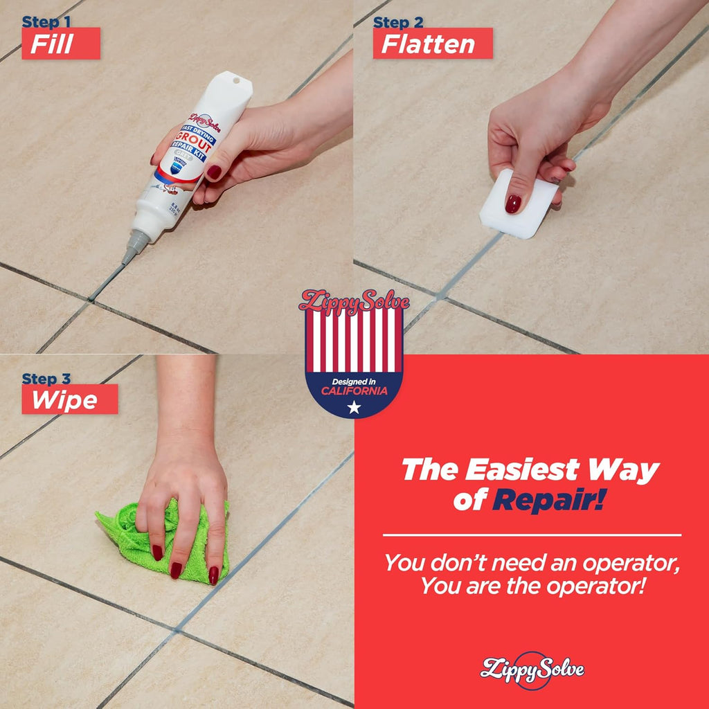 Tile Grout, Repair Kit, 2 Pack Grout Filler, Restore & Renew Tile Joints Line, Fast Drying Tile Grout Paint Squeeze Tube for Bathroom Shower Kitchen Floor, Waterproof (17.6 oz, Grey)