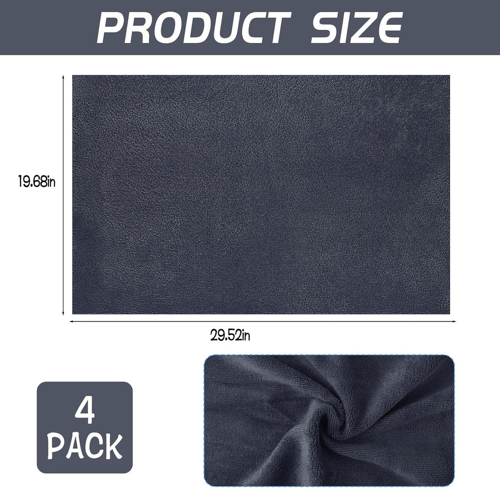 4 Pack Extra Large Microfiber Cleaning Cloths 20"x30", Lint-Free Reusable Towels for Home, Glass, Windows, Office, Kitchen, Bathroom – Gray