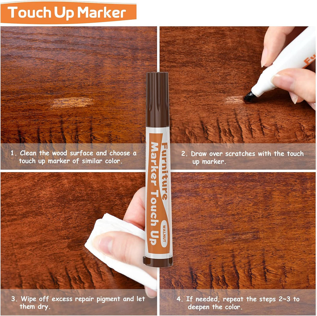 REALINN Wood Furniture Repair Kit 8 Light Colors- Wood Fillers and Touch Up Markers, Repair Scratch, Cracks, Discoloration for Wooden Door, Floor, Table, Cabinet