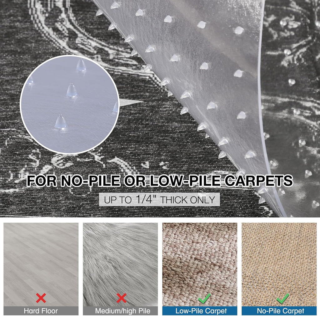 Chair Mat for Carpet, 46" x 60" Desk Chair Mat for Carpeted Floors, Non-Slip Office Vinyl Mat for Carpet with Studded, Easy Glide Heavy Duty Floor Protector Mat for Home Office, Clear