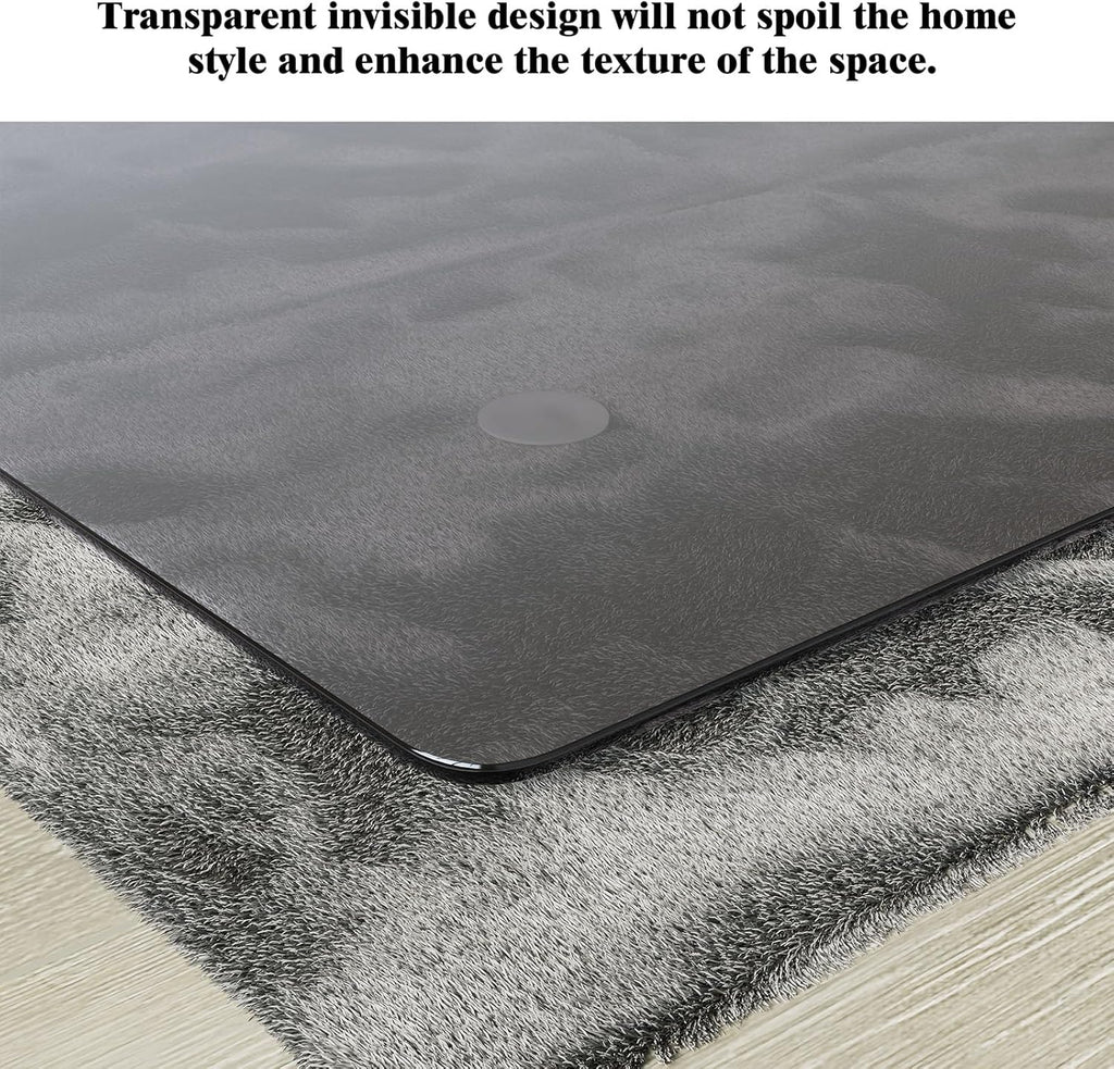 Koonmi Tempered Glass Chair Mat for Hardwood Floors & Carpets, 36" x 55“ Grey Heavy Duty Office Floor Protector with Noise-Free Gliding Shatterproof for Home Office Desk