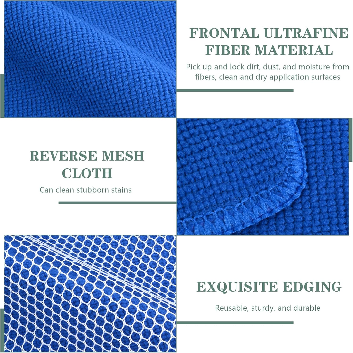 SINLAND Absorbent Microfiber Dish Cloths for Washing Dishes Best Kitchen Cloths Cleaning Cloths with Poly Scour Side 7.87Inchx7.87Inch 10 Pack Dark Blue