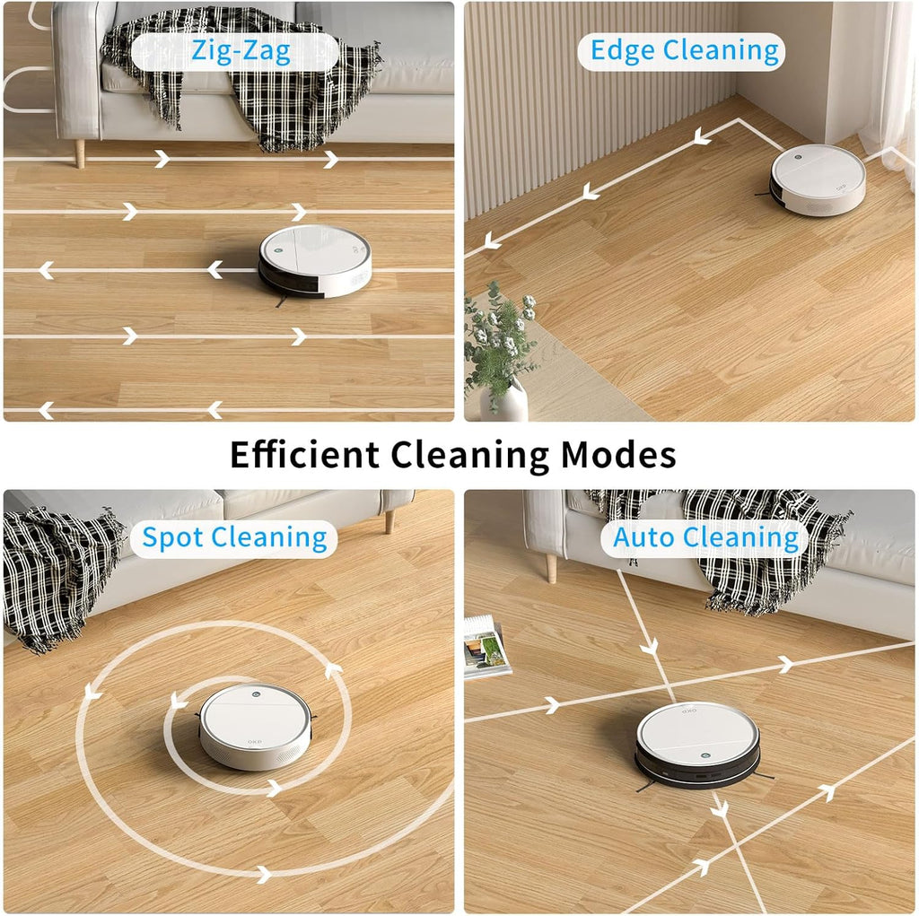 OKP K5 Robot Vacuum Cleaner, No Tangled Hair, Super Thin, 2500pa Suction, Cleaning Schedules, Self-Charging, Robotic Vacuums with Wi-Fi/App/Alexa Control, Ideal for Pet Hair Carpets Hard Floors