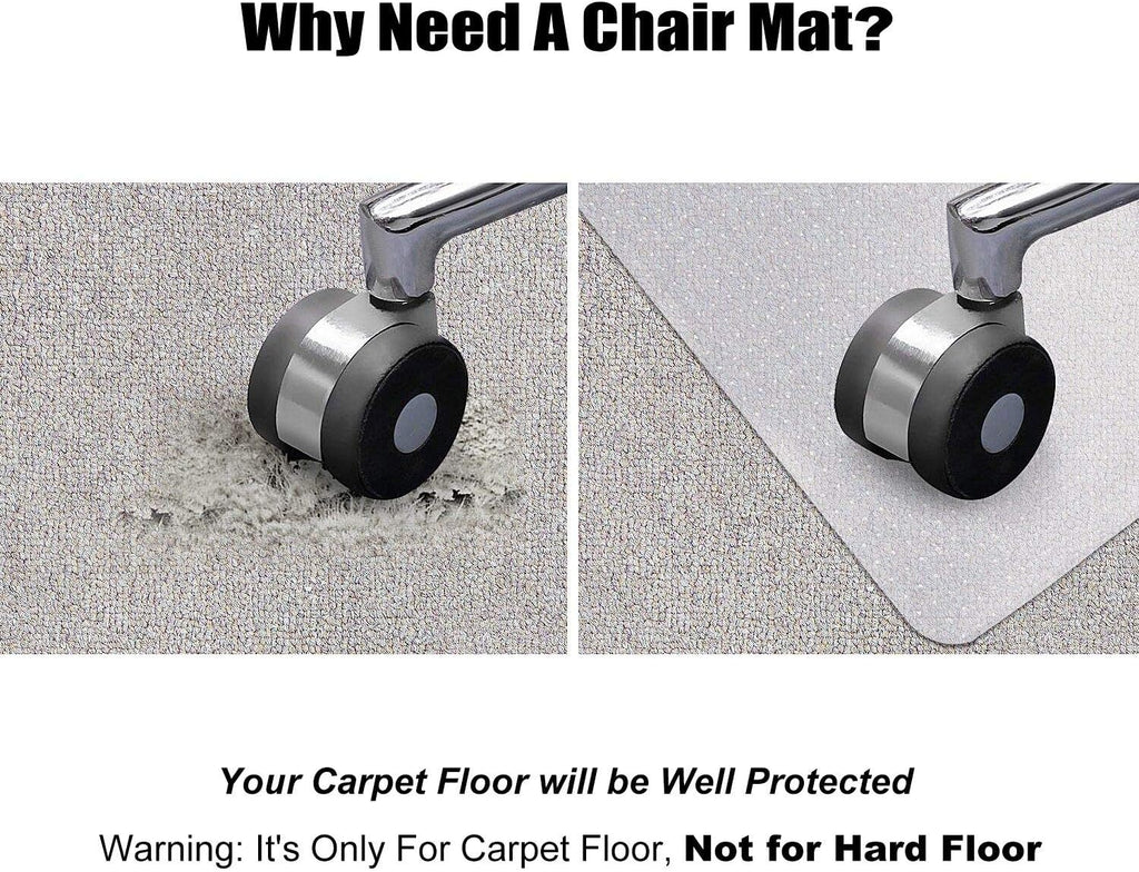 Kuyal Desk Chair Mat for Carpet, 30'' x 48'' Rectangle Transparent Mats for Chairs Good for Desks, Office and Home, Easy Glide, Protects Floors for Low and No Pile Carpeted Floors