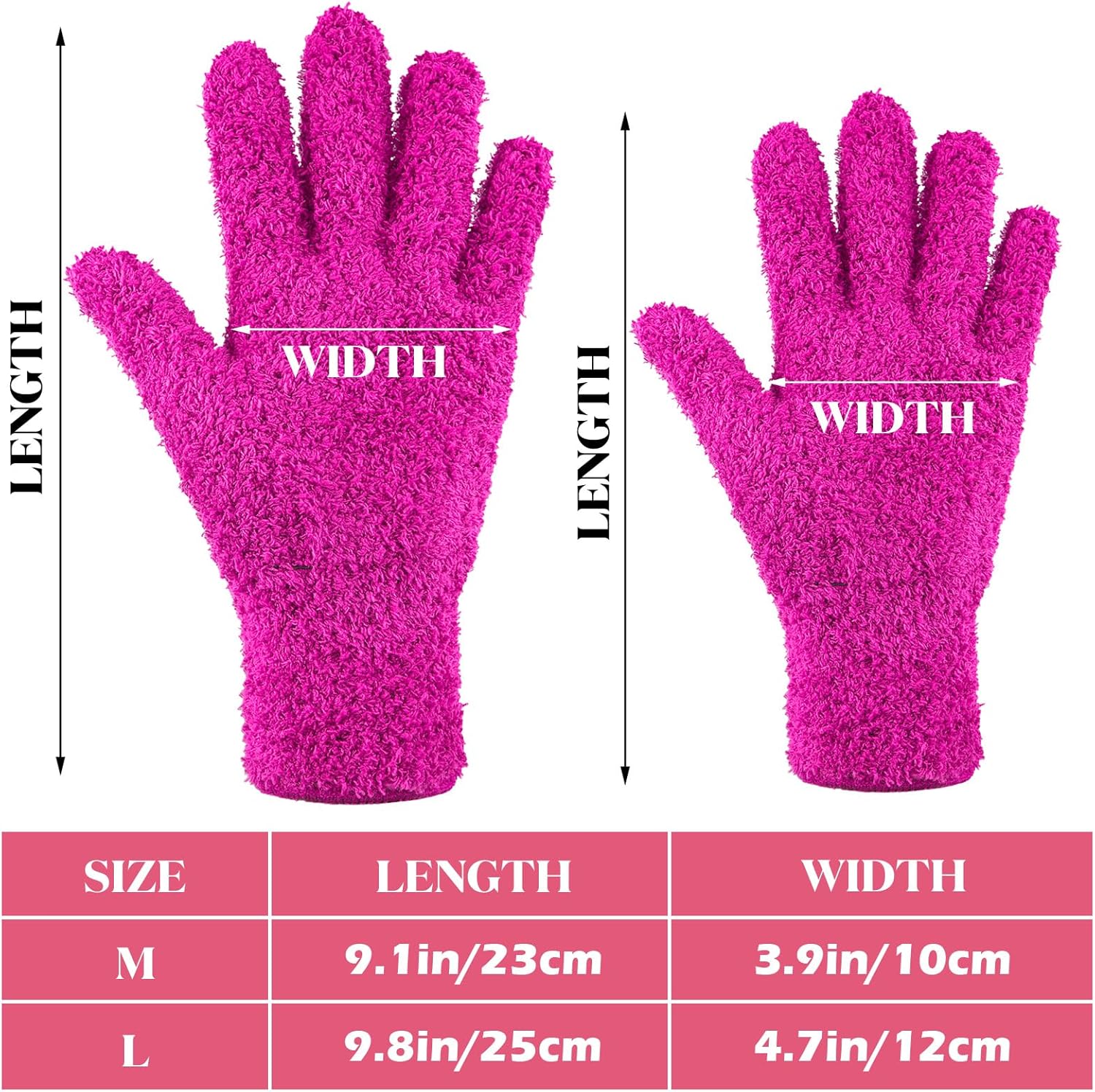 Bencailor 4 Pairs Microfiber Dusting Gloves Washable Reusable Cleaning Gloves Mittens for Plants House Cleaning Car Blinds