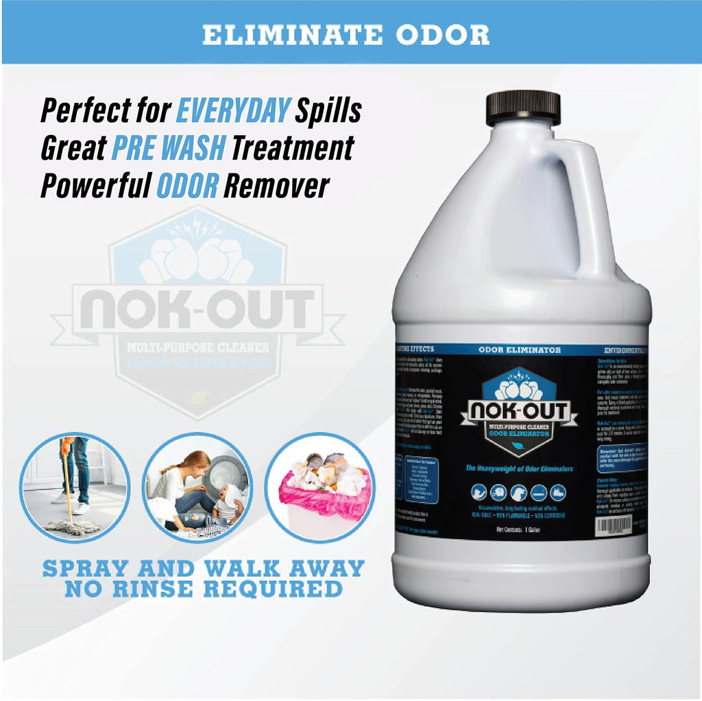 NOK OUT Odor Remover, Pet Deodorizer and Cleaning Spray, Made in the USA, 1 Gallon, 4-Pack