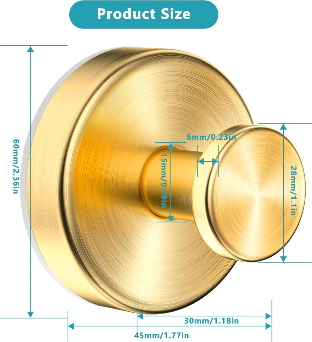 Suction Cup Hooks for Shower,Wreath Hanger for Front Door,Removable No Drill Waterproof Towel Loofah Hook,Upgraded 15 lbs Strong Suction Metal Hooks for Bathroom,Wall,Garland Glass Door-Gold 4 Pcs