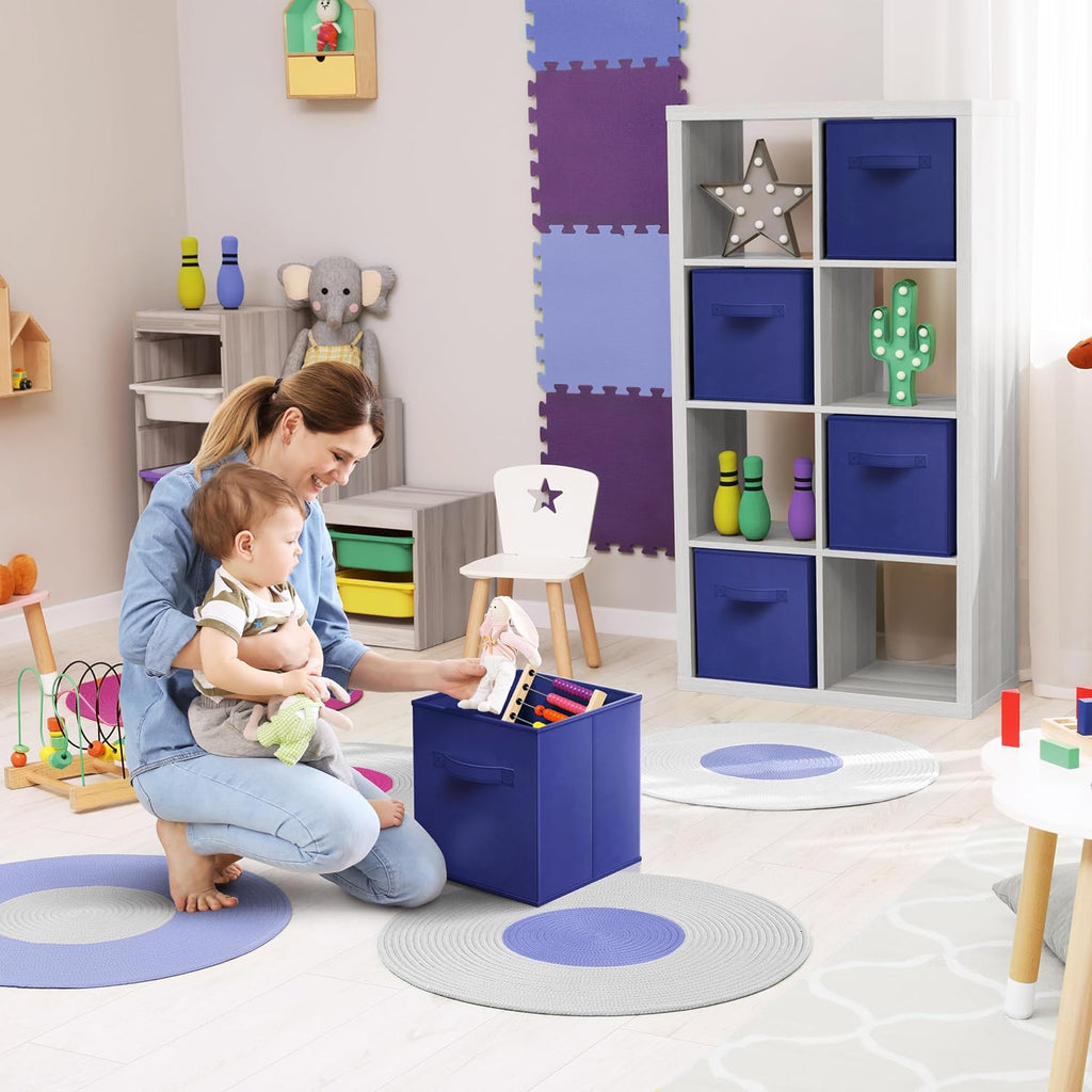 Sorbus Fabric Storage Cubes - 8 Foldable Storage Bins for Organizing Pantry, Cubbies, Toy Box - Clothes Storage & Closet Organizer - 11 Inch Collapsible Cube Baskets for Shelves with Handle