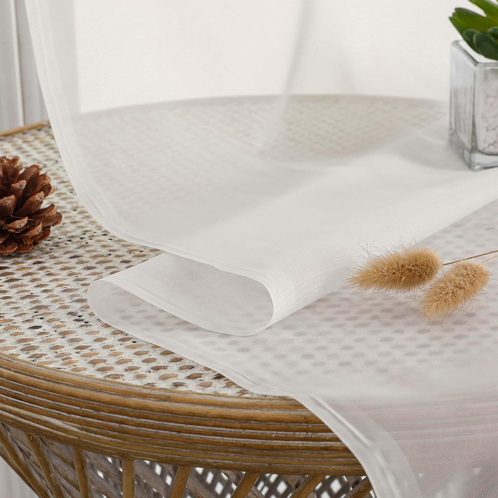 Chyhomenyc Ivory Sheer Curtains 96 Inches Long 2 Panels, Light Filtering Ivory Curtains for Living Room, Soft Gentle Voile Rod Pocket Bedroom Window Drapes, 59Wx96L Inch, 2PCS