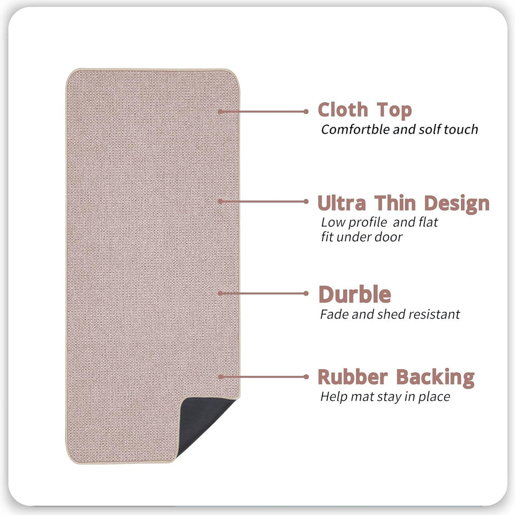 Bath Mat,Ultra Thin Bathroom Runner Rugs,Large Bath Mats for Bathroom,Quick Dry,Non-Slip,Machine Washable,Low Pile,Bath Rug,Shower Outside,Sink,Home Decor Accessories.Beige,1'5"x4'11"（17x59inch）