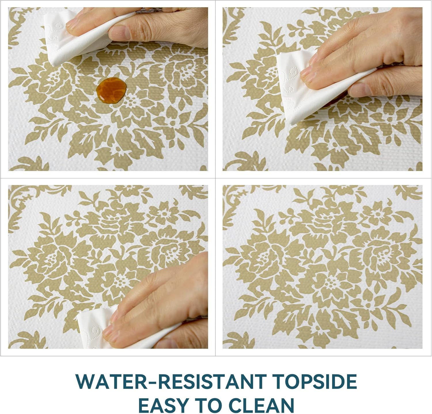 12 x 360 Inch Gold Shelf Liner for Kitchen Cabinets Non Adhesive Kitchen Drawer Liner, Waterproof Shelf Liner Durable Anti-Slip for Kitchen Cabinets Shelf Liner