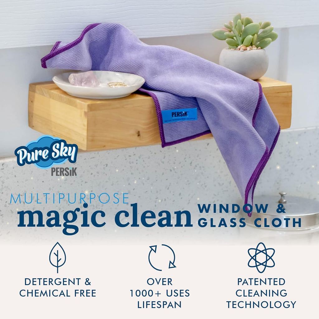persik Microfiber Magic Streak Free Cleaning Cloth - JUST ADD Water No Detergents Needed – Streak Free Magic Ultra Microfiber Towel - for Windows,Car Glass, Mirror and Screen - Leaves no Wiping Mark