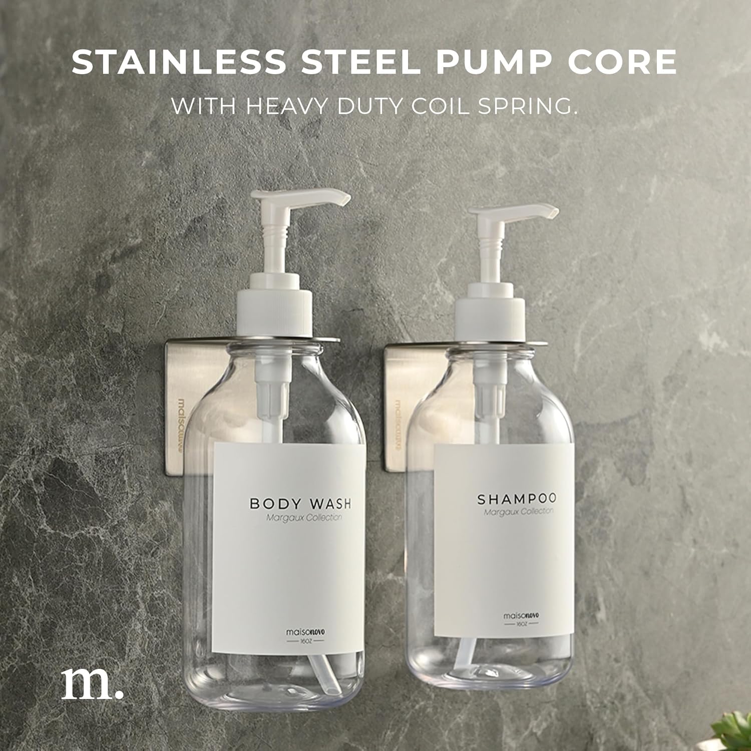 MaisoNovo Soap Pump Replacement - 2X White Plastic Pumps - Pump Dispenser - Soap Dispenser Pump Replacement - Stainless Steel Soap Pump - Pump for Soap Dispenser