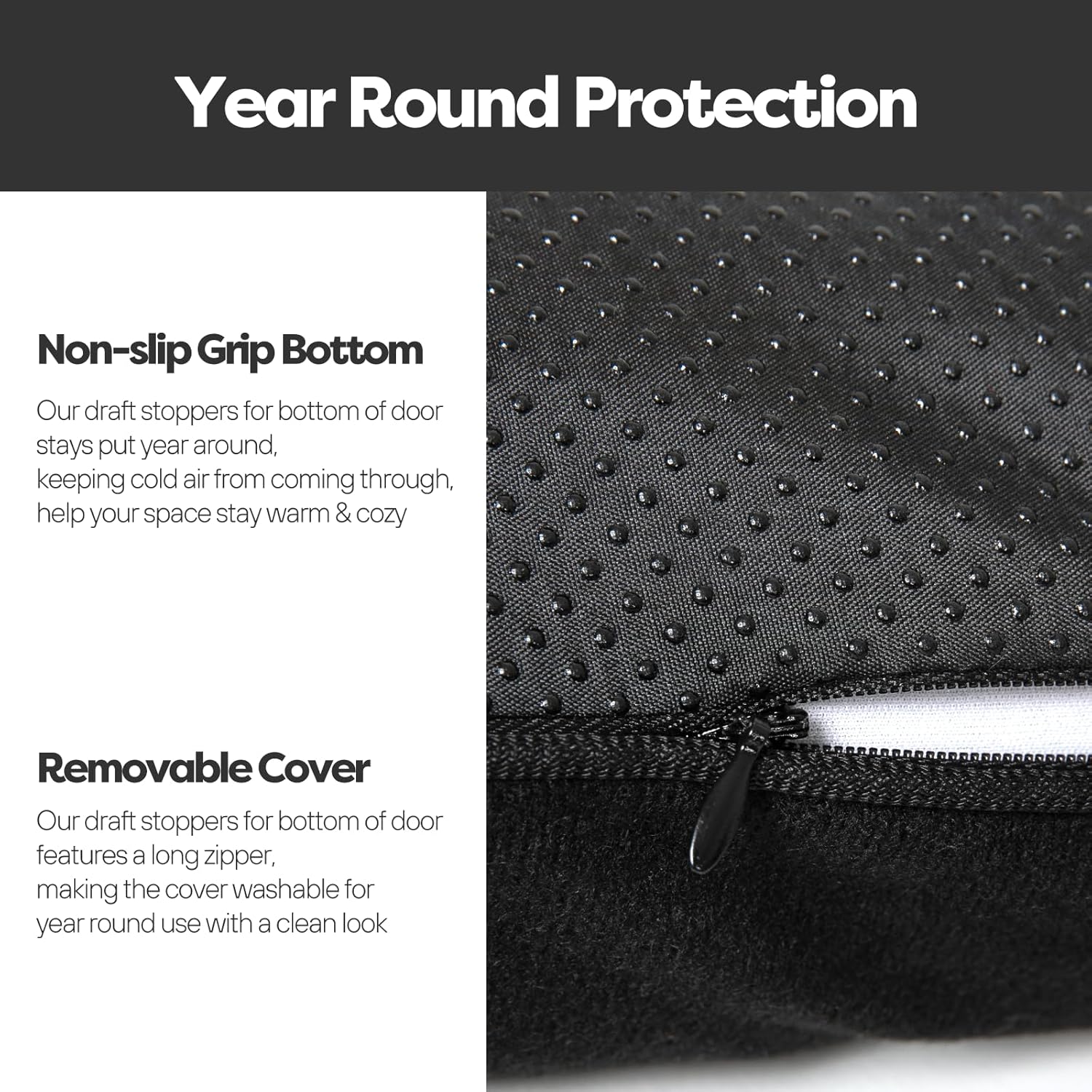 Weighted Door Draft Stopper for Front Door, Easy to Use Heavy 36 inch Door Bottom Winter Cold Air Draft Blocker, for Exterior, Apartment, Back Door, Fits Door Gap Up to 3”, 2.2lb