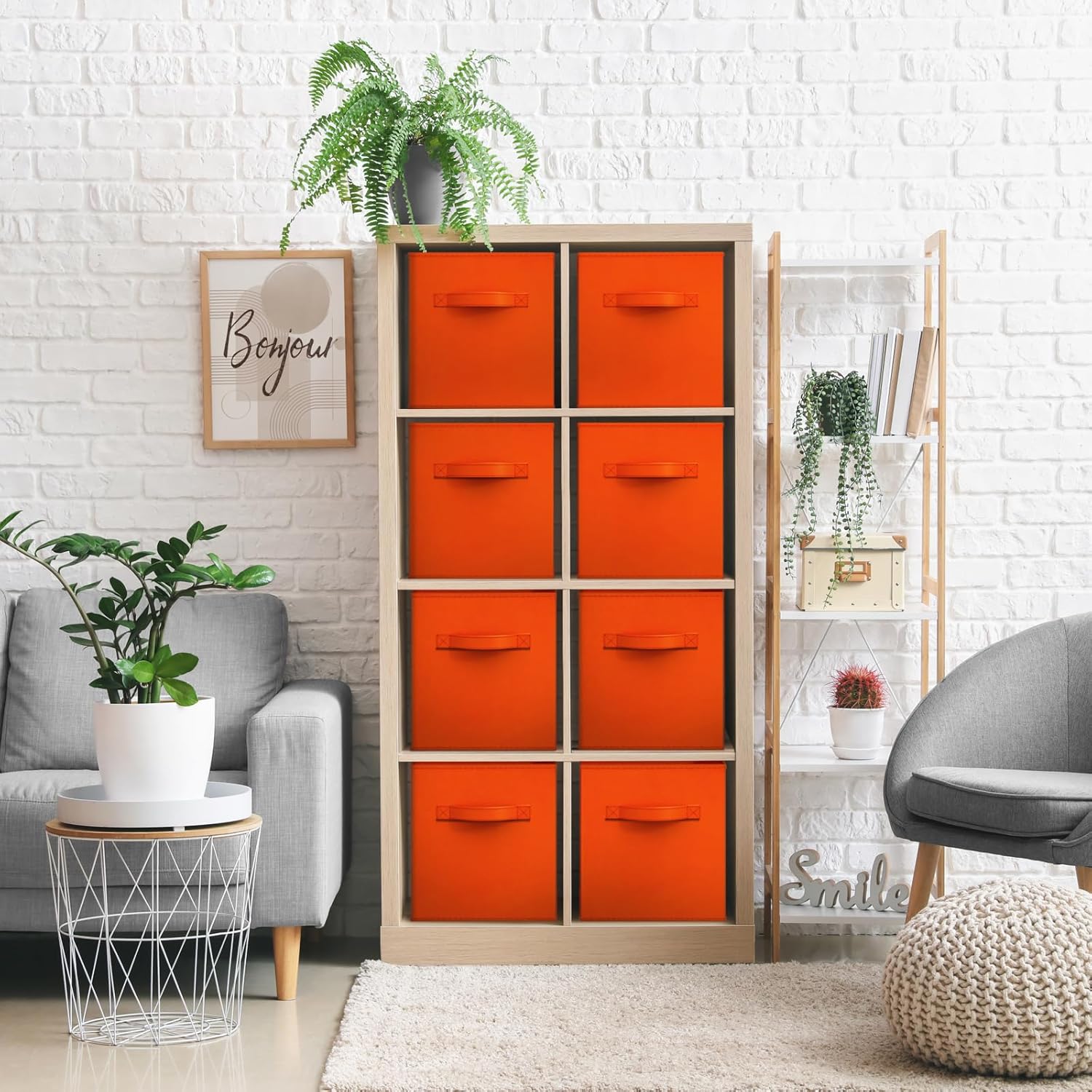 Sorbus 13 Inch Storage Bins - Sturdy Collapsible Fabric Storage Cubes with Handle - 8 Foldable Baskets for Organizing Clothes, Toys, Books - Storage Baskets for Shelves, Closets