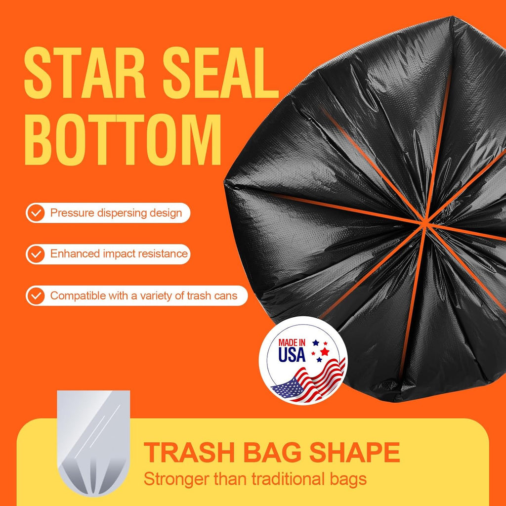 Delxo 40-45 Gallon Black Trash Bags, 125 Count – Heavy Duty Contractor Garbage Bags, Thick, Durable & Puncture-Resistant Plastic – Made in USA for Kitchen, Yard & Commercial Use