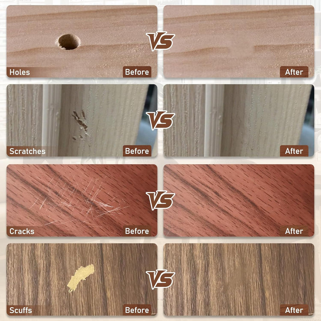 12 Colors Wood Filler Sticks Furniture Markers, Wood Floor Scratch Repair Kit for Repair Any Furniture Scratch, Scuffs, Cracks and Nail Holes on Wood Furniture, Floors, Doors, Cabinets, Tables