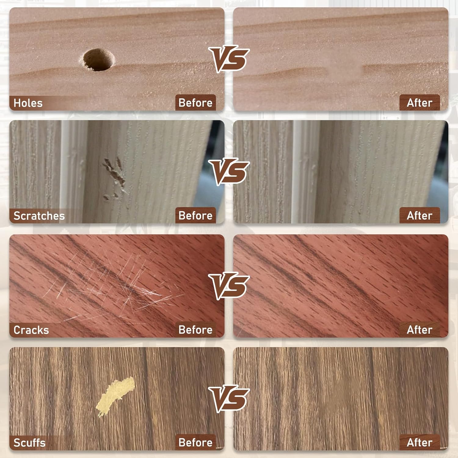 12 Colors Wood Filler Sticks Furniture Markers, Wood Floor Scratch Repair Kit for Repair Any Furniture Scratch, Scuffs, Cracks and Nail Holes on Wood Furniture, Floors, Doors, Cabinets, Tables