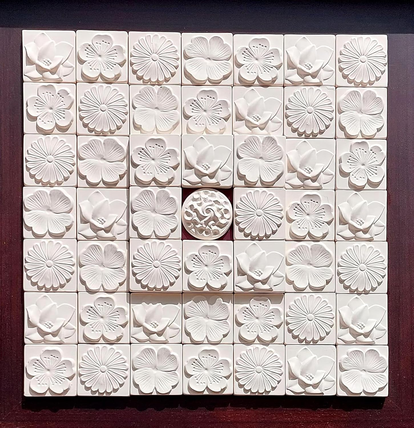 Stone Diffuser-Korean flowers 4 Square tiles, One Set-Odor Eliminator, Air Purifying, Humidity Control, Aromatherapy Passive Diffuser