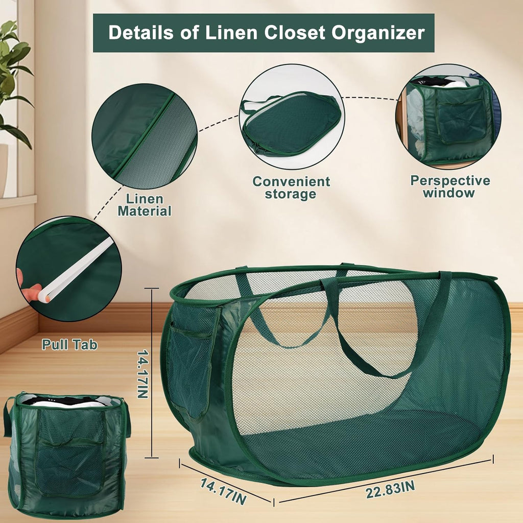 5 Pack Closet Storage Bins, Storage Containers for Closets, Fabric Closet Bins for StorageDecorative ,Collapsible Baskets for Organizing Clothes Toy Nursery (Black/Blue/Beige/Gray/Green)