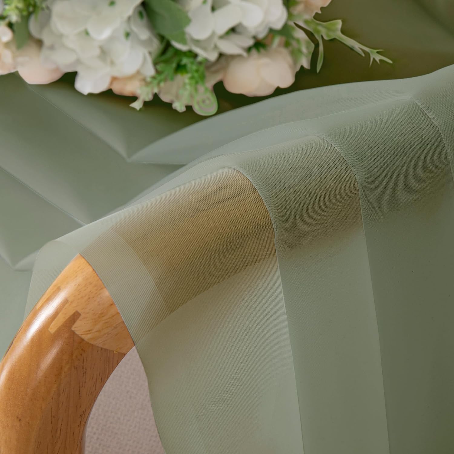 Chyhomenyc Sheer Window Valance Curtains, 42x14 Inches 2PCS, Light Filtering Valances Windows Treatment, Small Rod Pockets Voile Sheer Curtains for Living Room/Bathroom/Basement, Sage Green