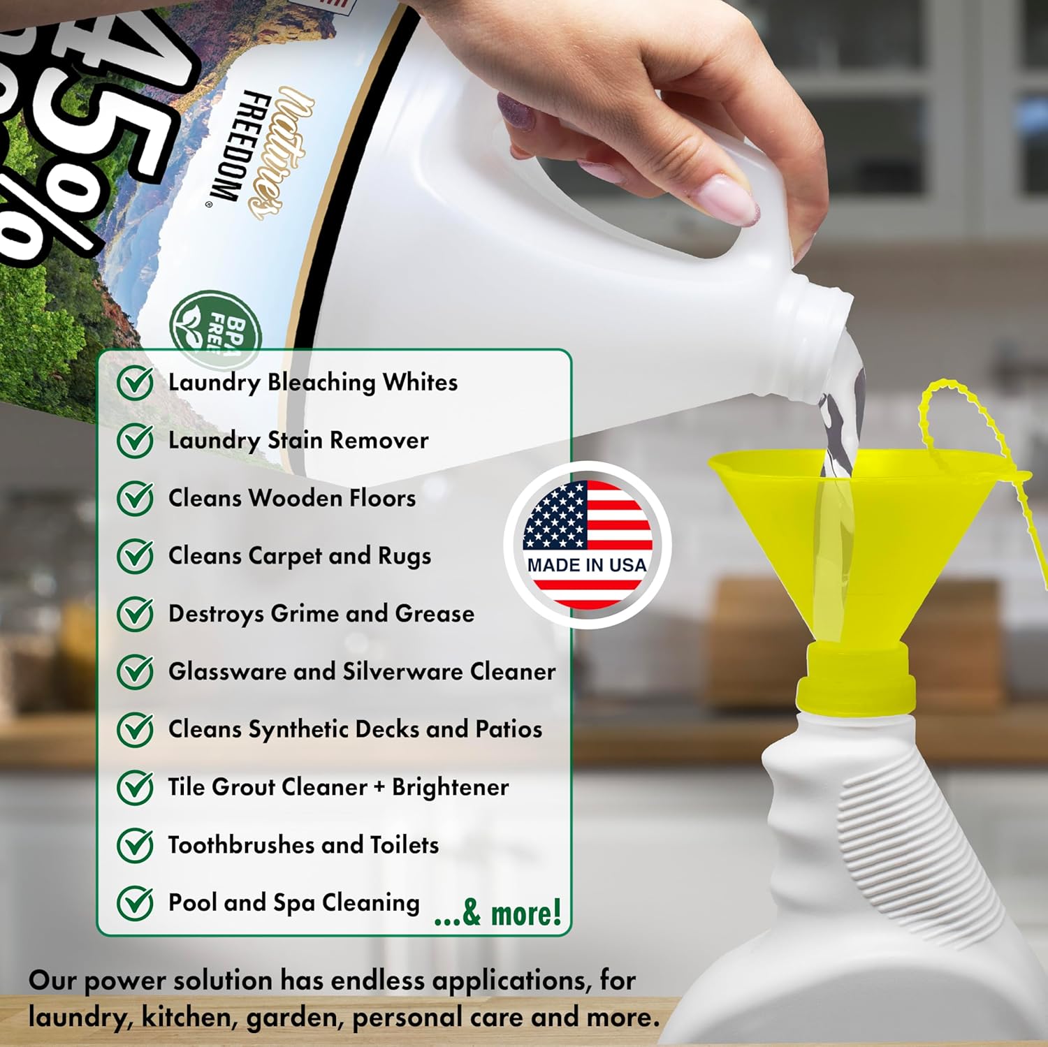 4 Gallons Extra Strength Vinegar 45% with Funnel – Industrial Strength Multi-Purpose Solution for Outdoor Use