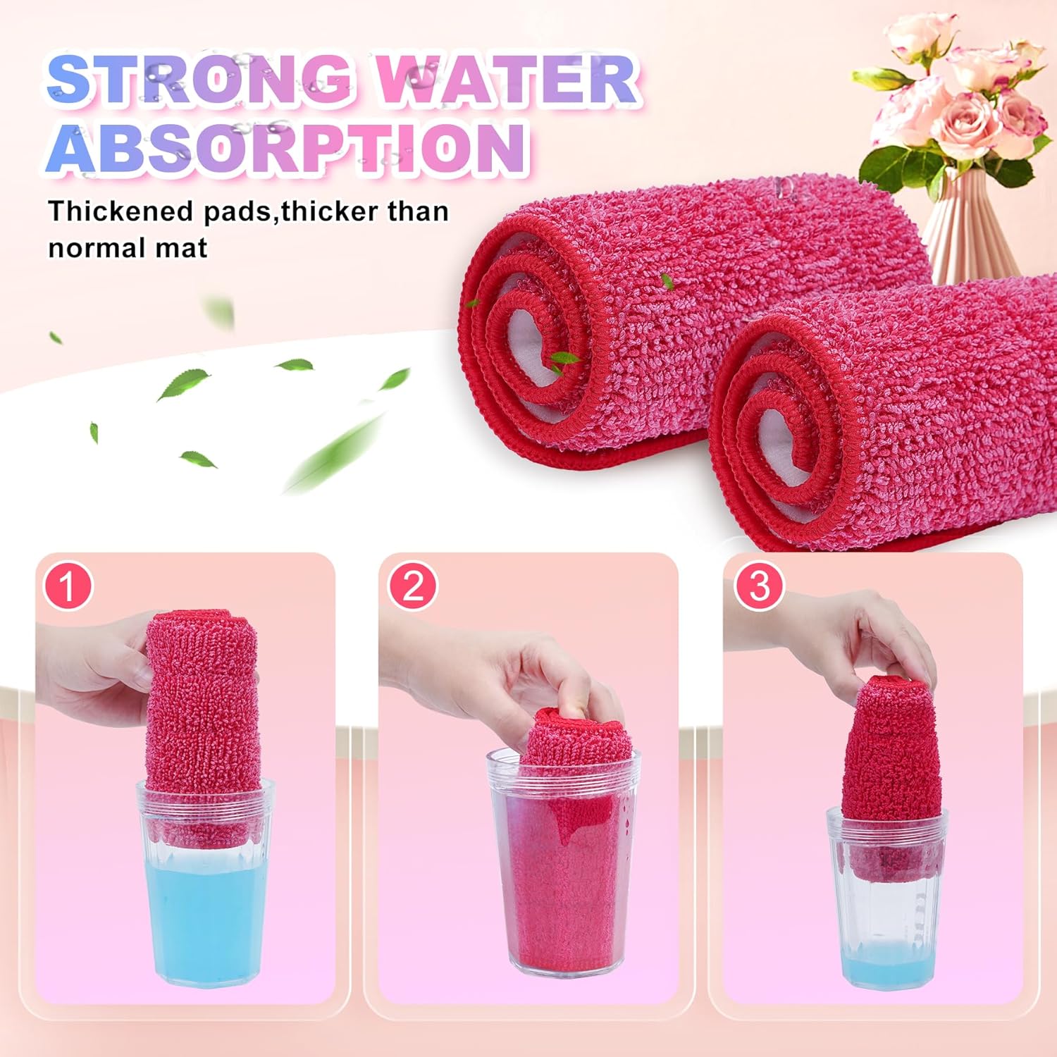 Replacement Microfiber Mop Pads Compatible with Rubbermaid Reveal Spray Mop, 16.5" Reusable Wet & Dry Floor Cleaning Pad Refills Fit for Any Microfiber Reveal Flat Mops(4 Pack)