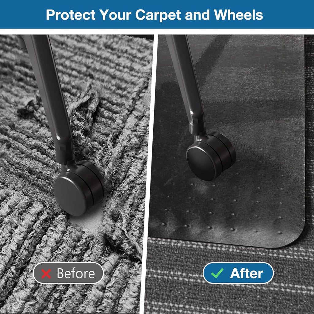 Chair Mat for Carpet, 36" x 48" Desk Chair Mat for Carpeted Floors, Non-Slip Office Vinyl Mat for Carpet with Studded, Easy Glide Heavy Duty Floor Protector Mat for Home Office, Black
