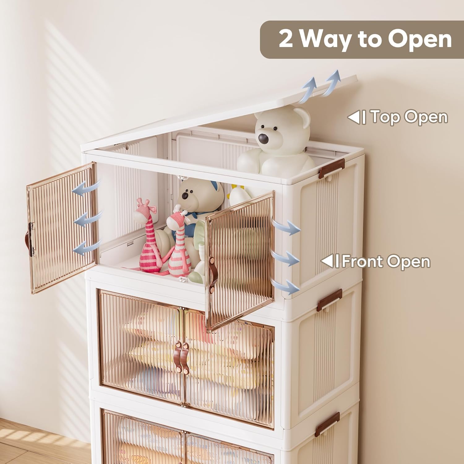 Jalove 50QT Plastic Storage Bins with lids, Stackable Collapsible Storage Containers with Wheels, Closet Organizer and Storage Drawers, Clothes Storage Cabinet for Home Office Garage, 1 Pack White