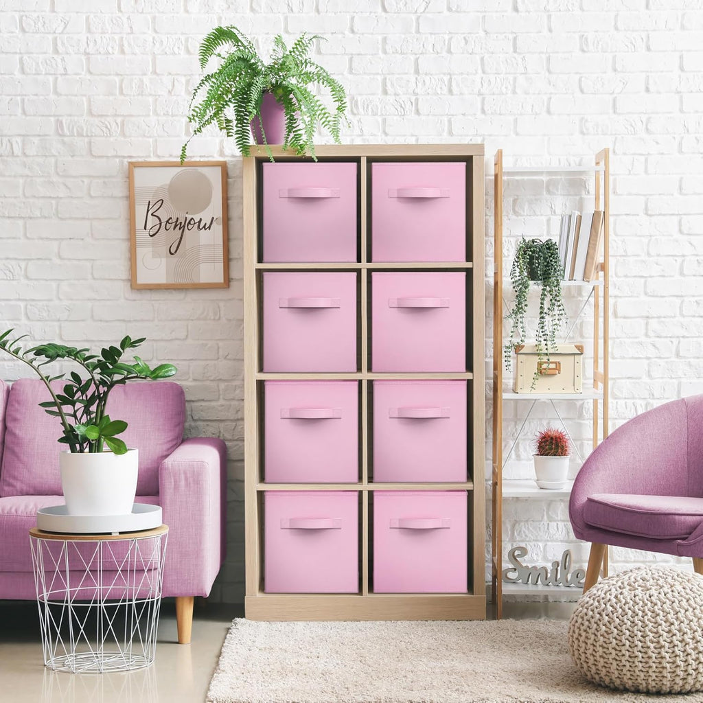 Sorbus 13 Inch Storage Bins - Sturdy Collapsible Fabric Storage Cubes with Handle - 8 Foldable Baskets for Organizing Clothes, Toys, Books - Storage Baskets for Shelves, Closets