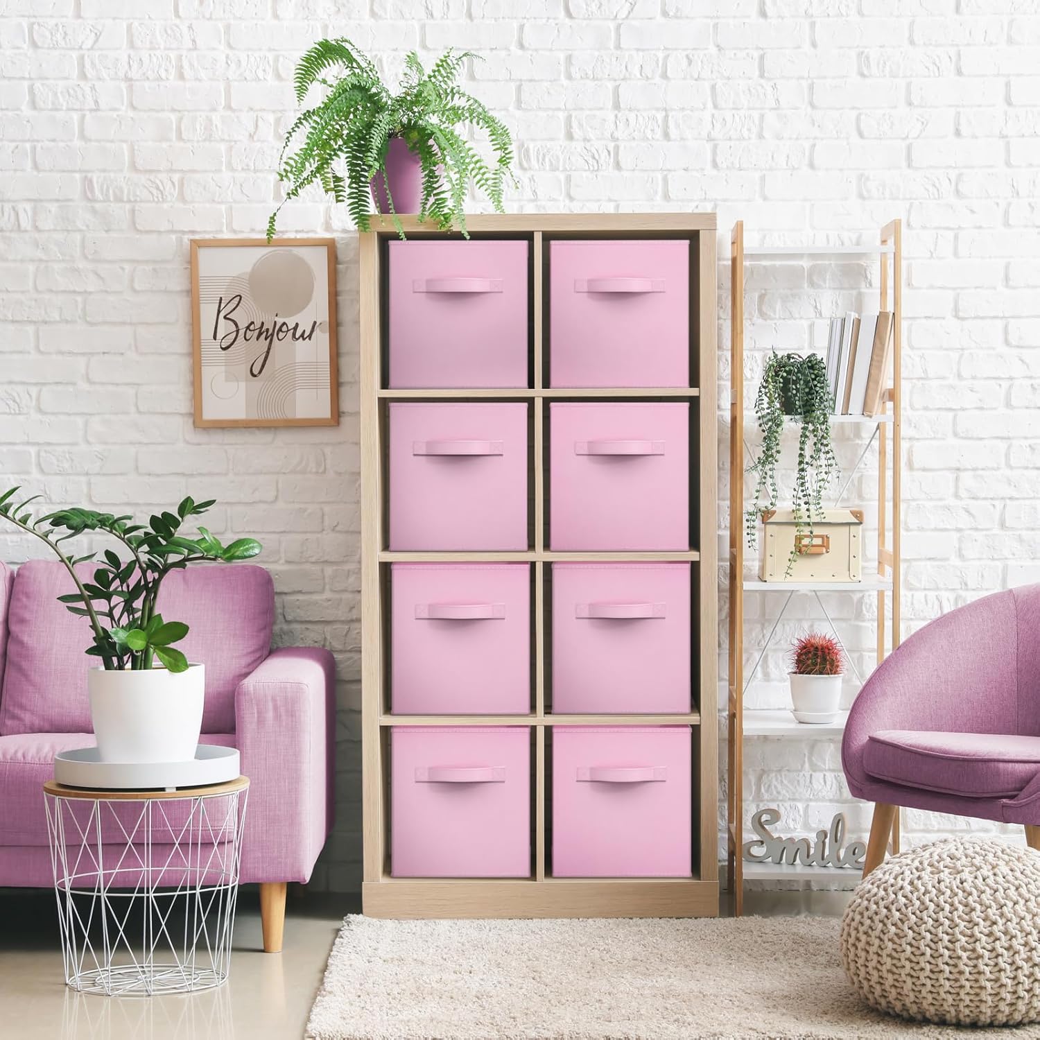 Sorbus 13 Inch Storage Bins - Sturdy Collapsible Fabric Storage Cubes with Handle - 8 Foldable Baskets for Organizing Clothes, Toys, Books - Storage Baskets for Shelves, Closets