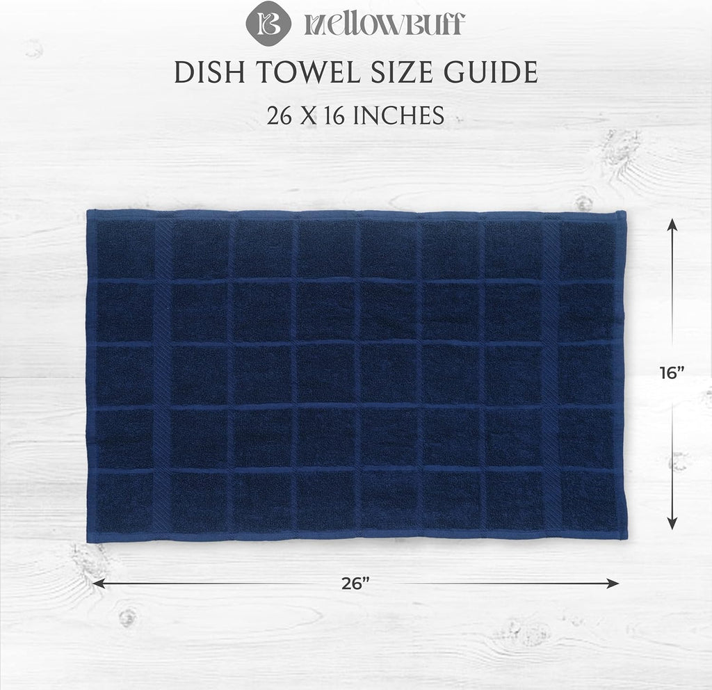100% Cotton Terry Dish Cloth & Dish Towel, 6 Pack, Super Soft and Absorbent Kitchen Towels, Perfect for Kitchen Cleaning and Dish Washing (Navy Blue (DT and DC Combo))