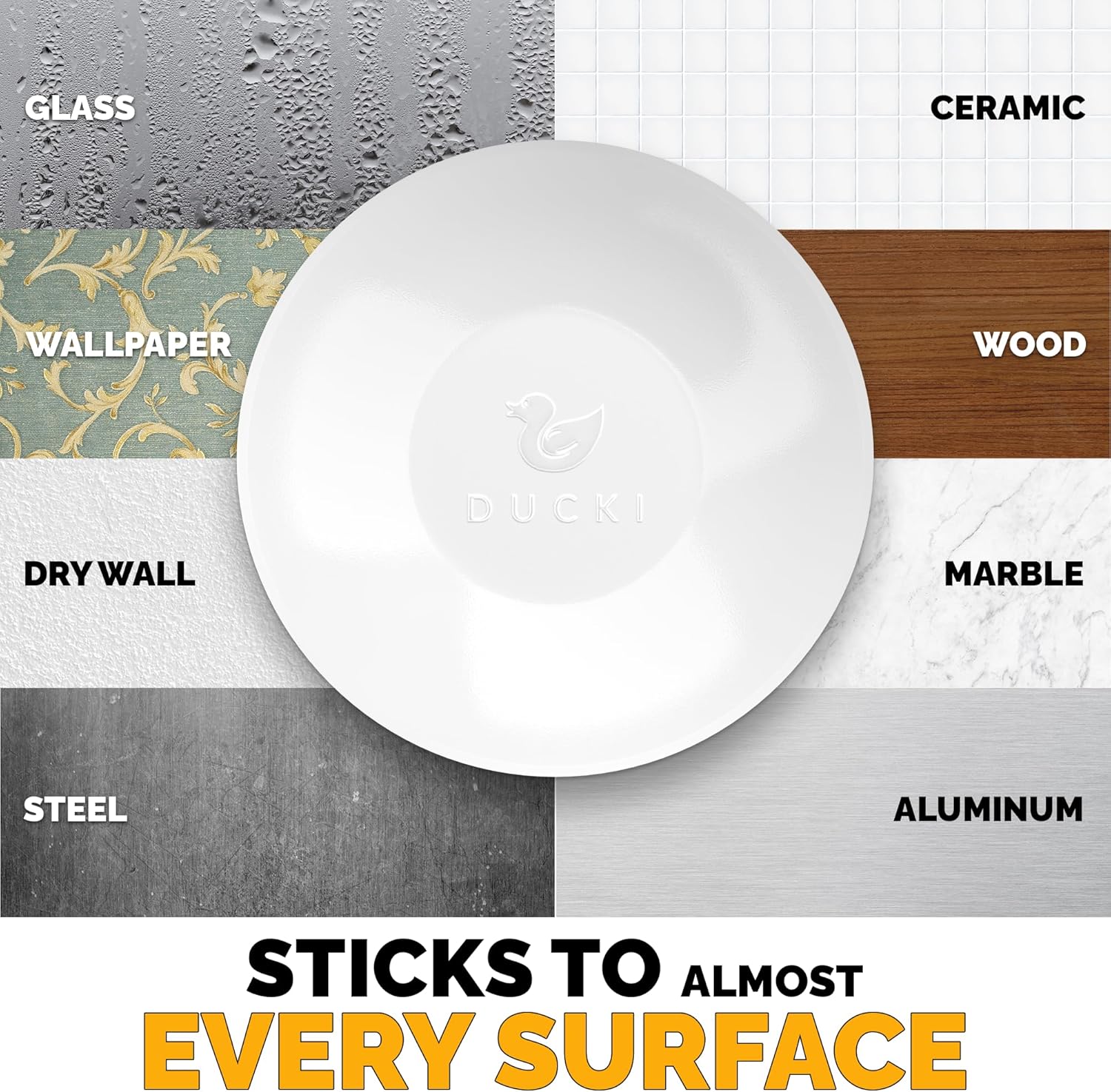 Ducki Door Stop Wall Protector | Self Adhesive Door Knob Wall Protectors from Door Knobs | Rubber Door Stoppers for Wall Damage & Noise | Durable, Shock Absorbent & Discreet | 6 Pack White Door Stops