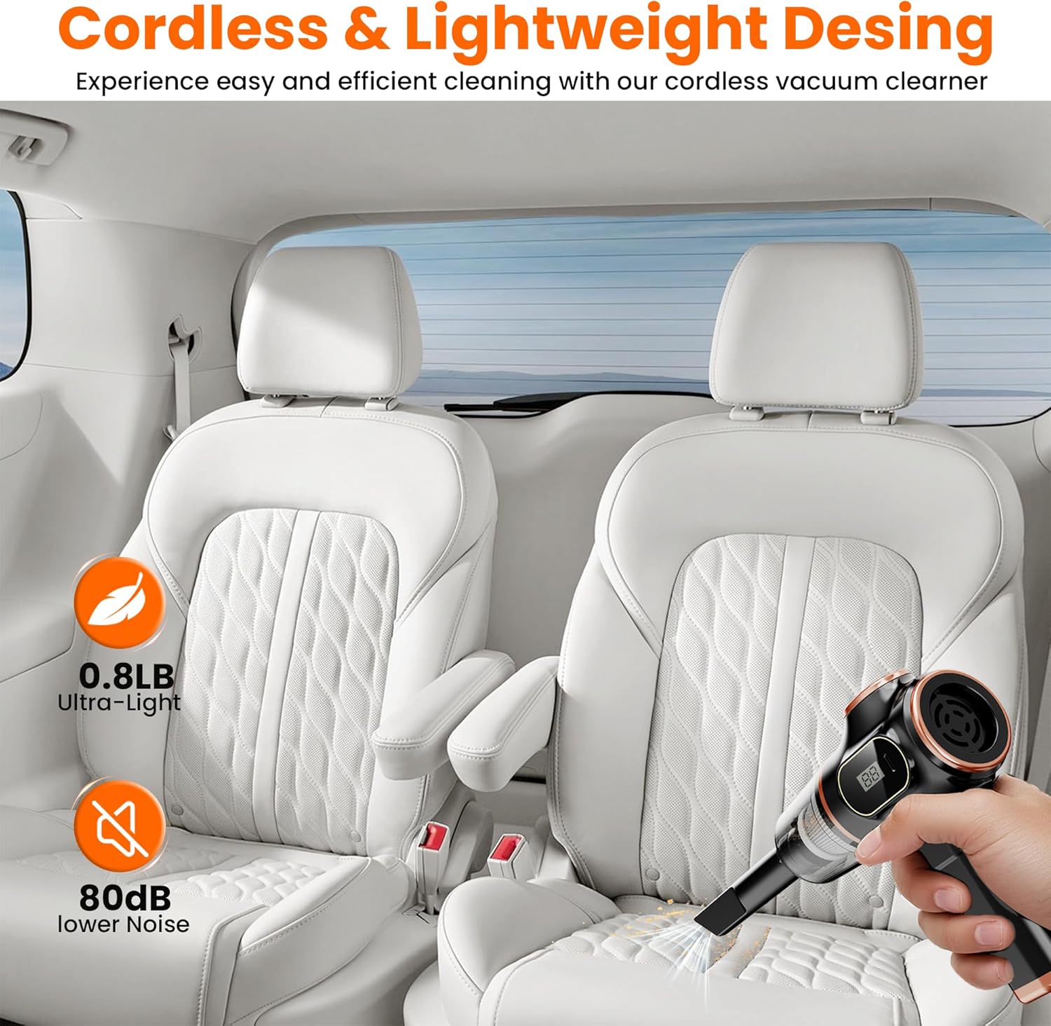 Portable Car Vacuum Cordless Mini Handheld Vacuums Cleaner High Power with LCD Display and Multi-Nozzles, Hand held Cleaners for Car, Home, Office, Sofa, Pet Hair,Keyboard (Black)