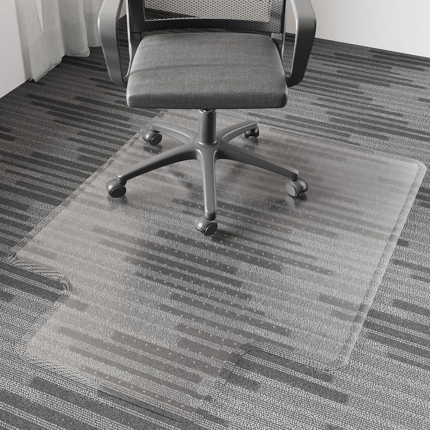 Chair Mat for Carpet, 36" x 48" Easy Glide Desk Chair Mat for Carpeted Floors, Beveled Edge Vinyl Mat with Grips, Heavy Duty Carpet Protector for Home Office, Clear(with Lip)