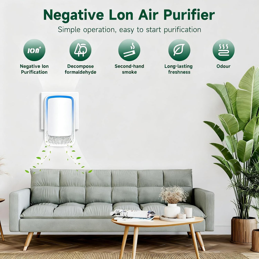 Plug In Air Ionizer Purifier for Home (4 Pack), Negative Ion Generator, Quiet Air Freshener for Bedroom, Office, Kitchen, Portable Air Filter, Mini Air Cleaner