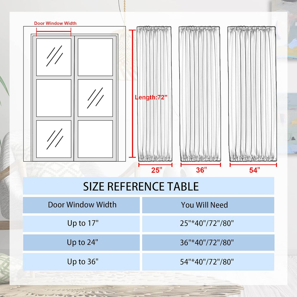 DWCN French Door Curtains – Rod Pocket Thermal Curtain for Doors with Glass Window, Kitchen and Patio Doors for Privacy, 25 X 72 Inches Long, 1 Curtain Panel with Tieback, Greyish White