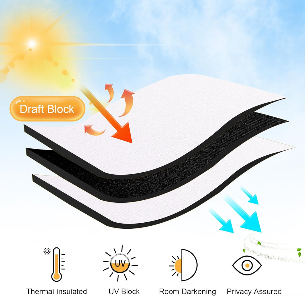 RYB HOME Blackout Curtains for Living Room, Back Tab & Rod Pocket Top Insulating Window Decor for Bedroom Dining Sliding Glass Door Home Office, W 62 x L 84, Pure White, 2 Panels