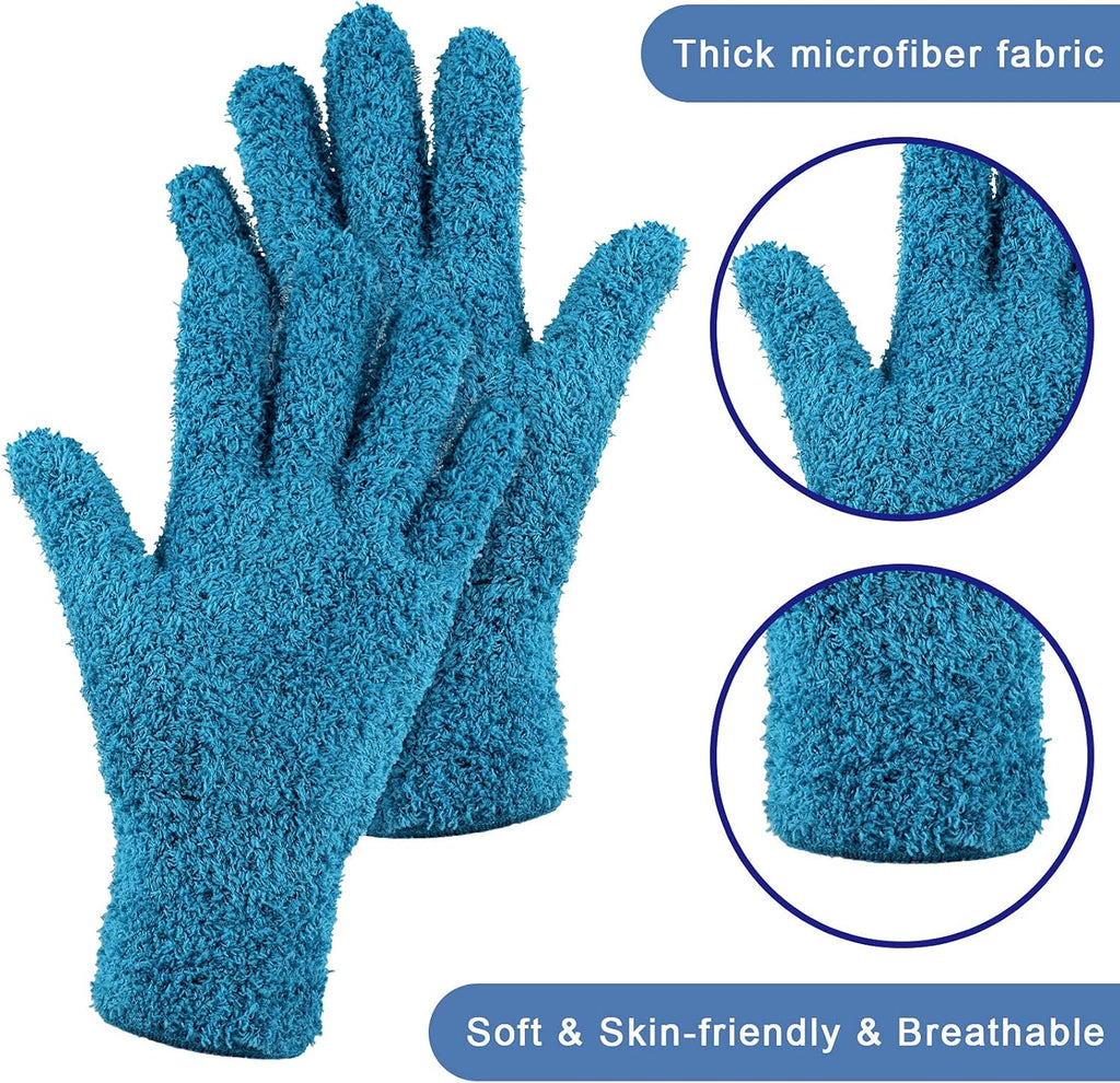 Patelai 3 Pairs Microfiber Plant Dusting Gloves Leaf Cleaning Gloves for Indoor Plants, Blinds, Furniture, House(Medium,Purple, Blue, Rose Red)