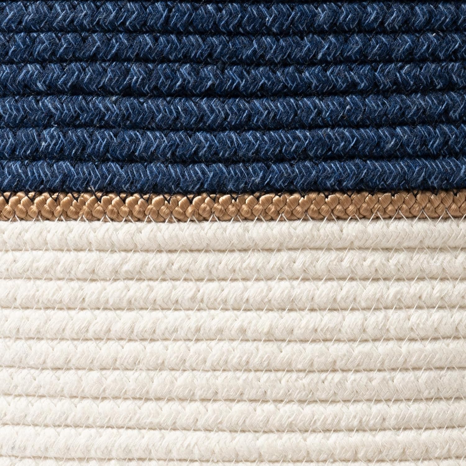 LA JOLIE MUSE Woven Basket Rope Storage Baskets - Large Cotton Organizer, Basket for Baby Blanket, Kids Toy Nursery Laundry Basket Navy Blue M