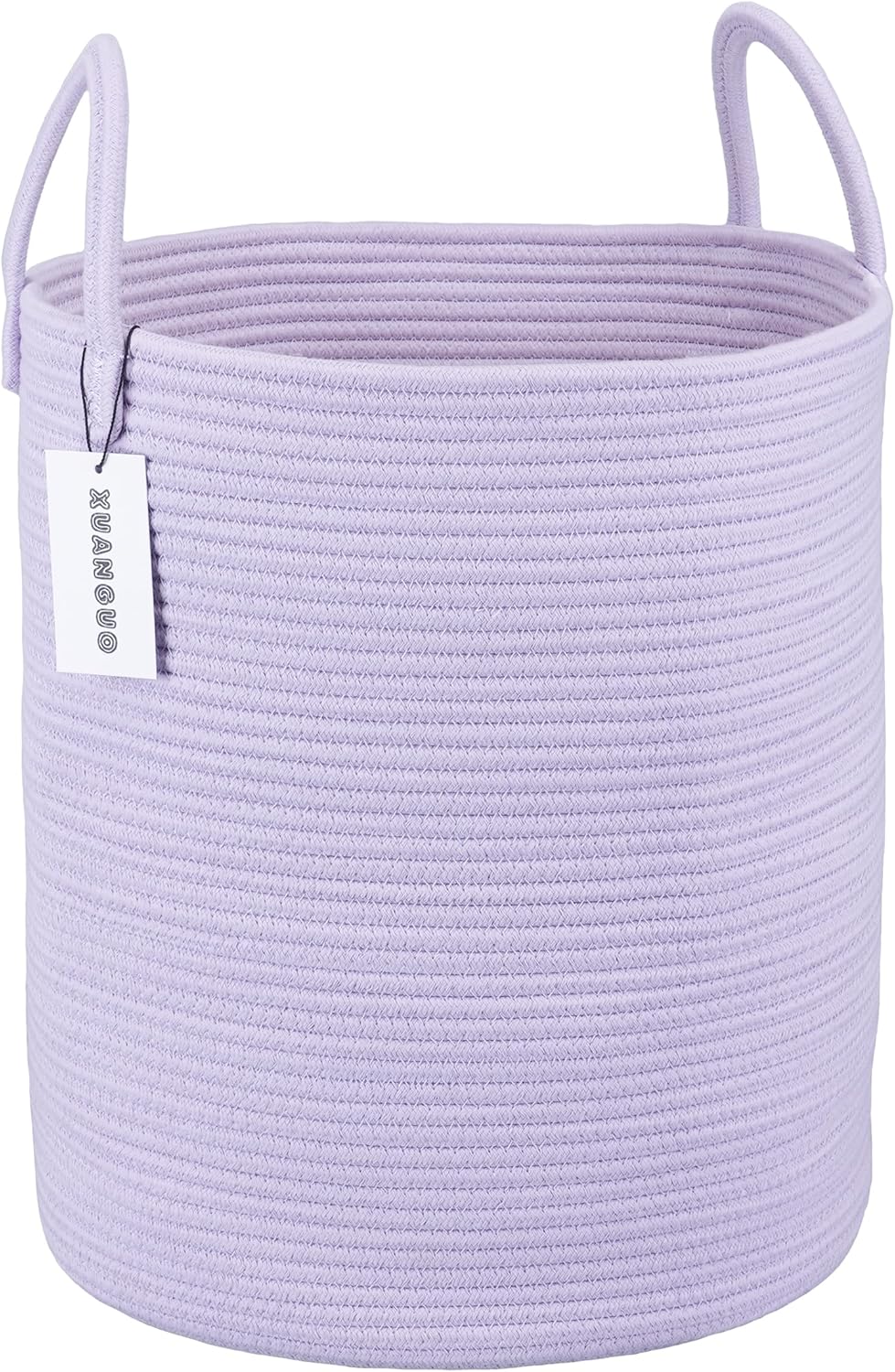 Rope Laundry Basket Hamper for Clothes Woven Storage Basket for Living Room Bedroom Boho Tall Rope Baskets for Blanket Toys Pillow Towels Baby Nursery Hamper Bin Large purple or lavender