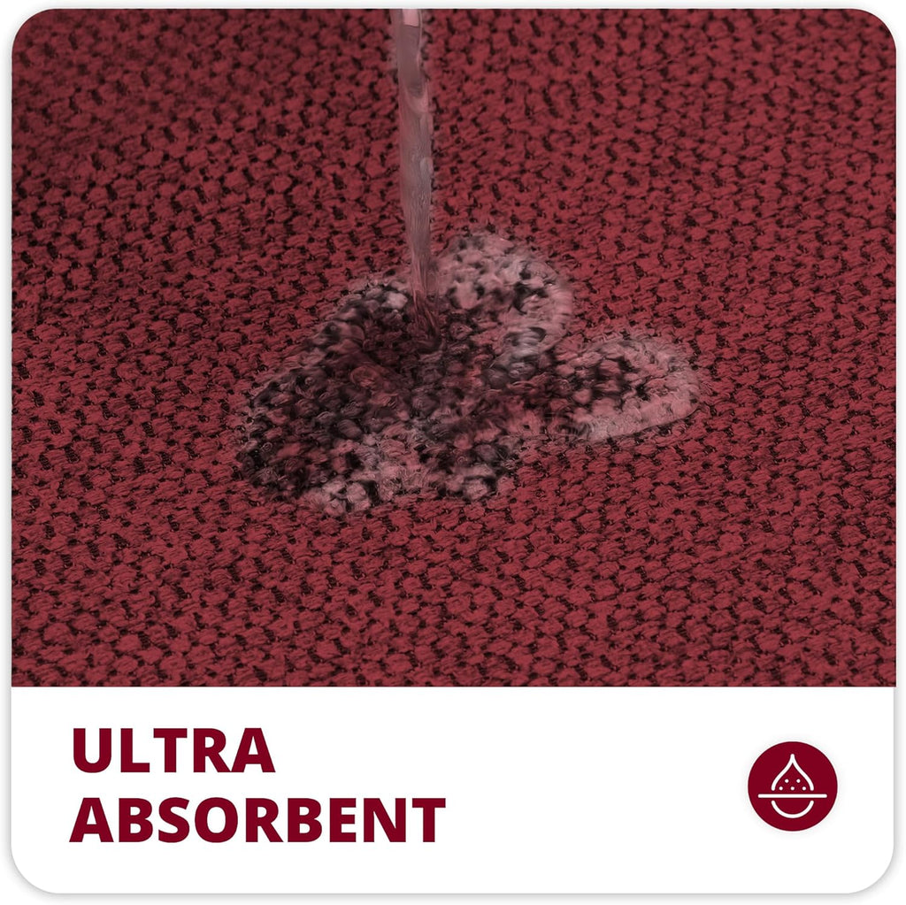 Bathroom Rugs Set 2 Pieces,Thin Bathroom Mats,Toilet Rugs,Quick Dry,Non-Slip,Machine Washable,Low Pile,Absorbent Bath Mats,Shower,Sink,Home Decor Accessories.Red,1'5"x2'3"+1'8"x2" U Shape