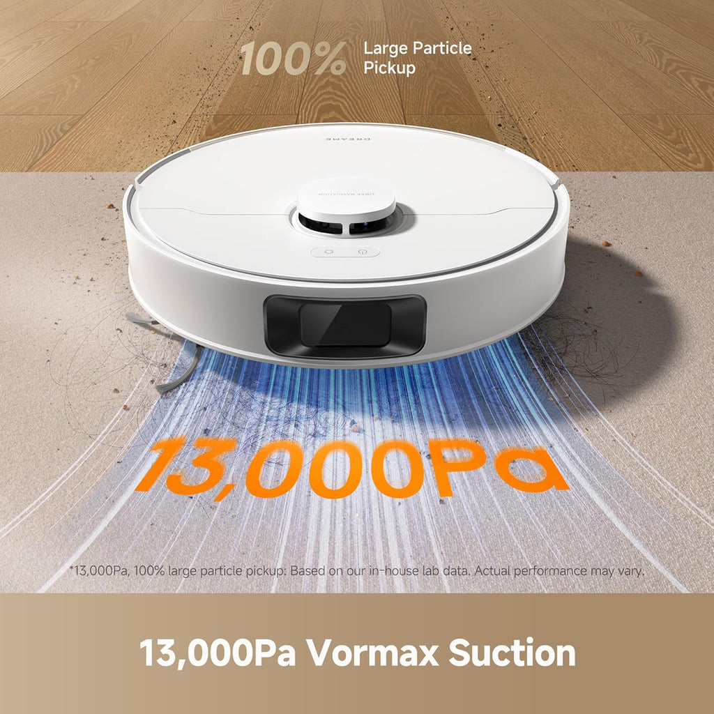 dreame D20 Plus Robot Vacuum and Mop, 13,000Pa Suction, Self-Emptying with 5L Dust Bag, DuoBrush for Pet Hair, LDS Mapping, App & Voice Control, 5200mAh Battery, Ideal for Hard Floors & Carpets