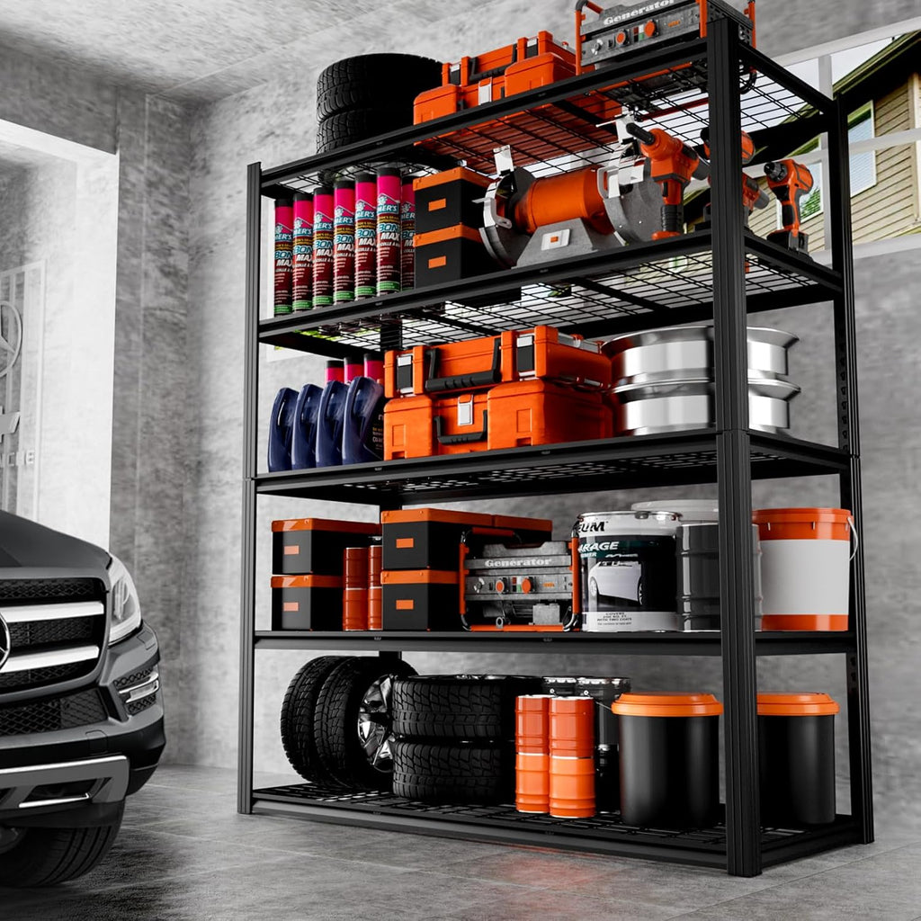 ROOMTEC 60" W Garage Shelving Heavy Duty,33000LBS Storage Shelves,5-Tier Adjustable Metal Shelving Utility Shelf Rack Garage Storage Organize for Storage Industrial, Warehouse, Basement