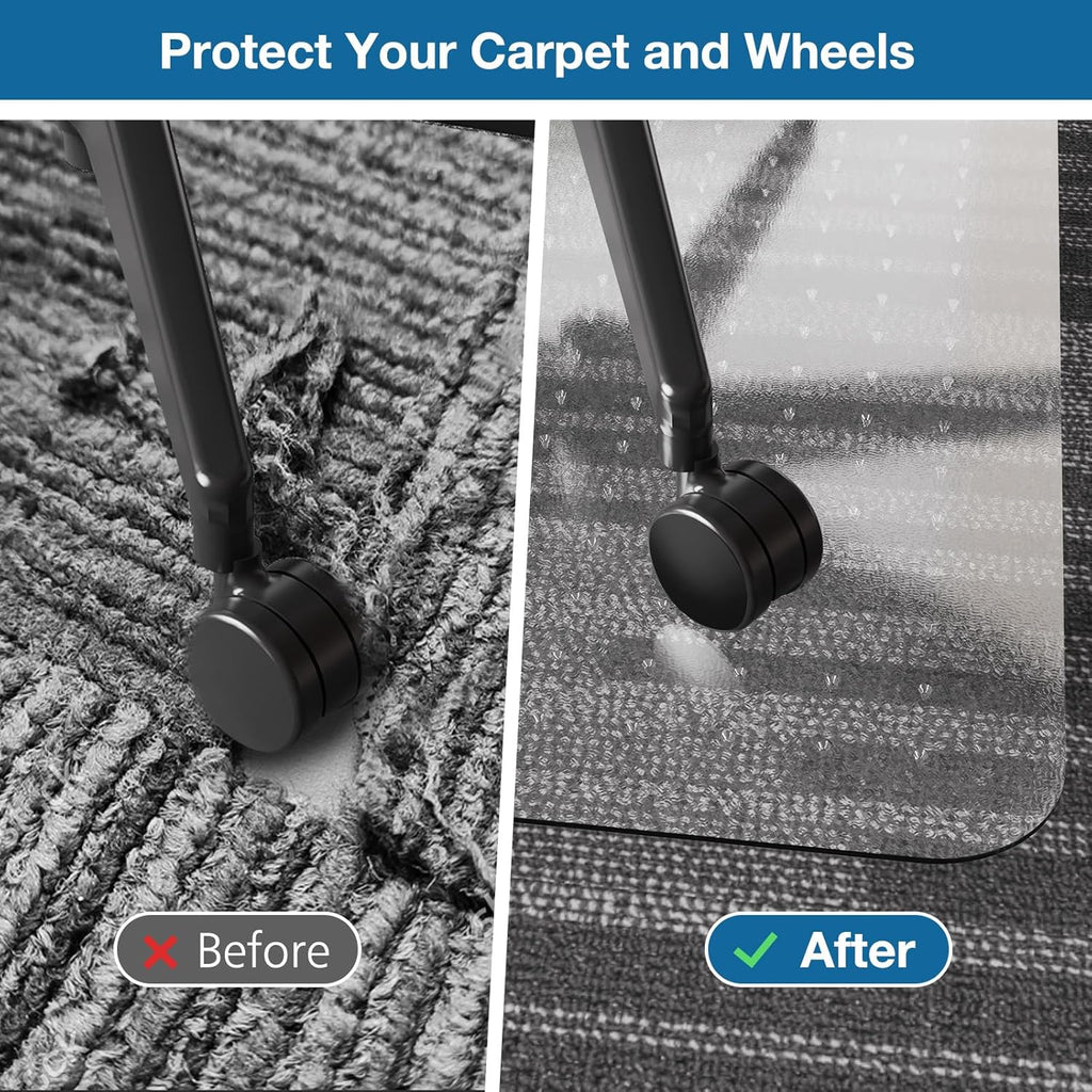 Chair Mat for Carpet, 46" x 60" Desk Chair Mat for Carpeted Floors, Non-Slip Office Vinyl Mat for Carpet with Studded, Easy Glide Heavy Duty Floor Protector Mat for Home Office, Clear
